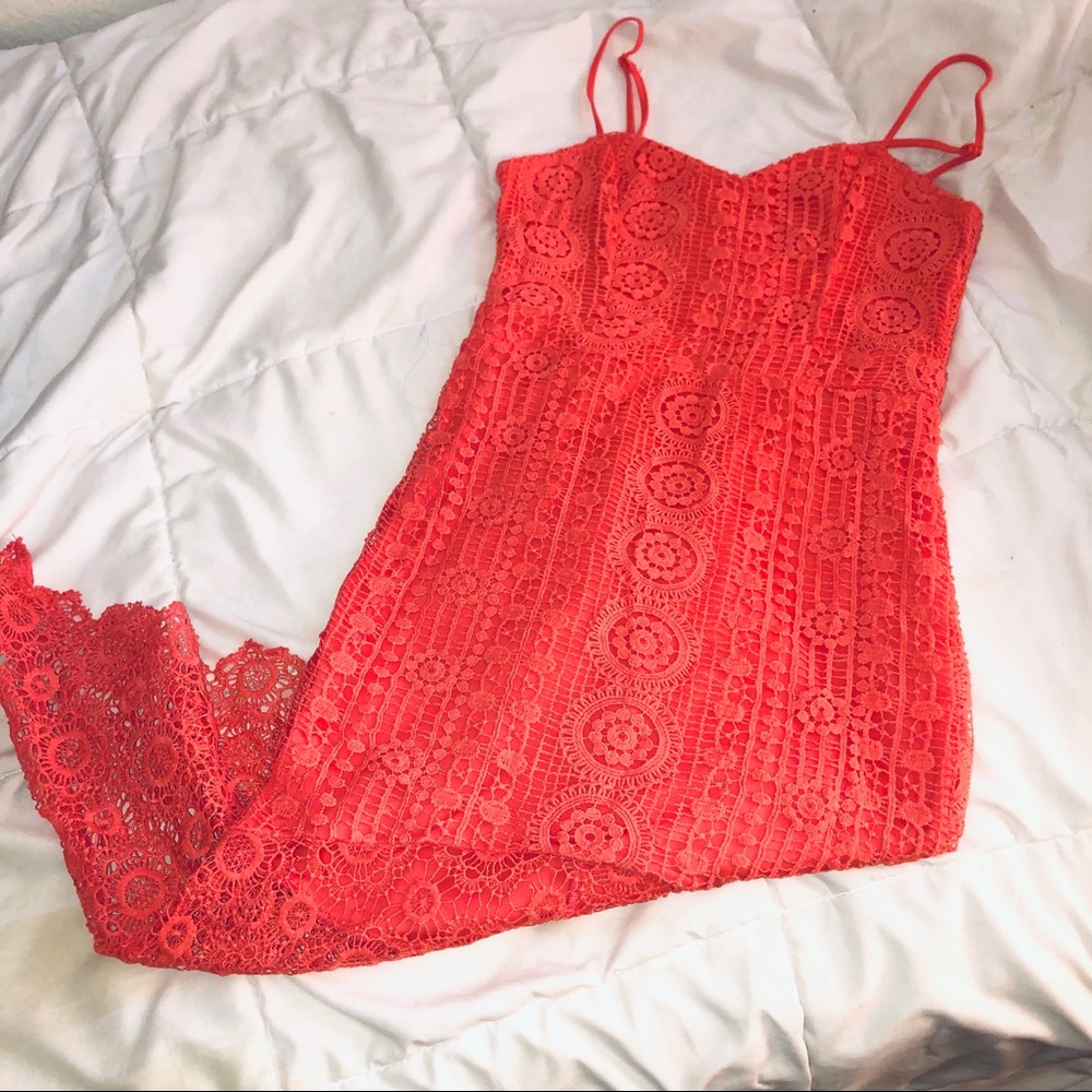 Coral midi dress